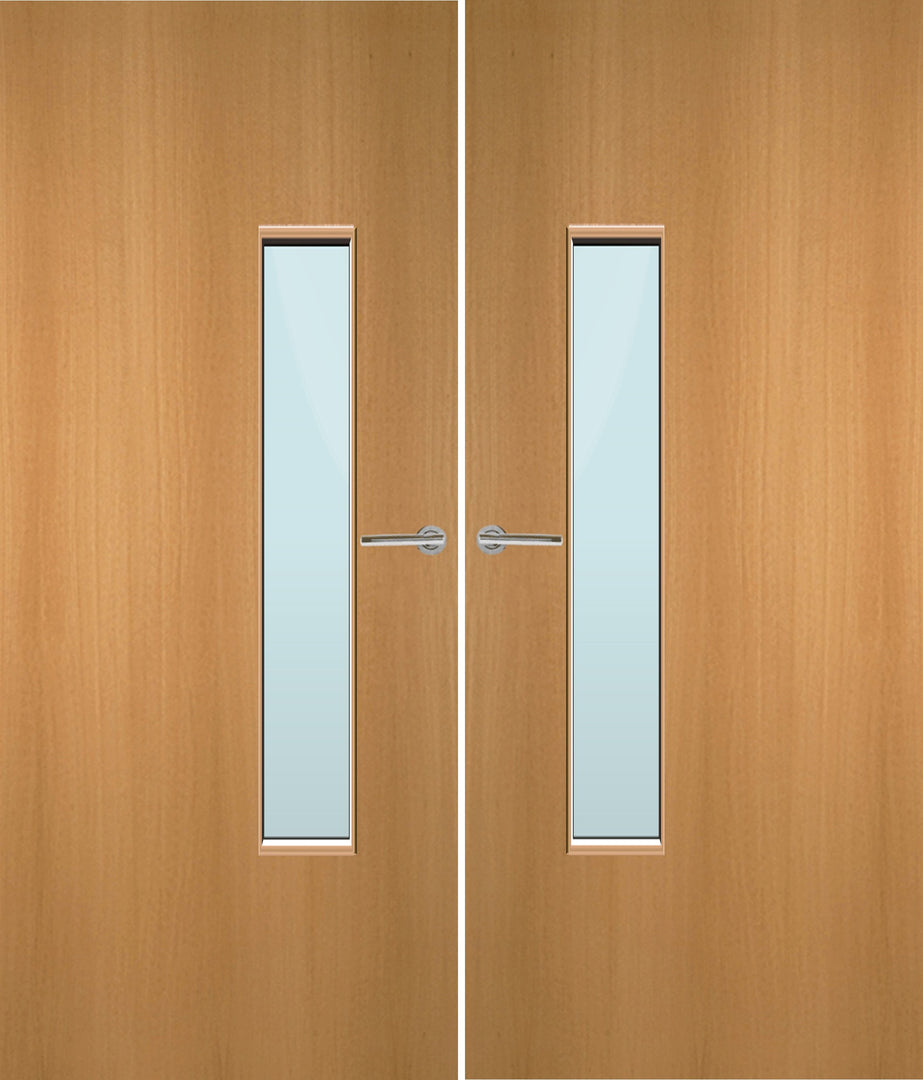 Beech Veneer 18G Glazed Pair FD30 Internal Fire Door