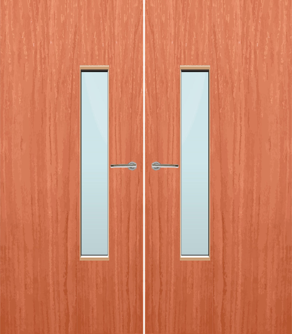 Cherry Veneer 18G Glazed Pair FD30 Internal Fire Door