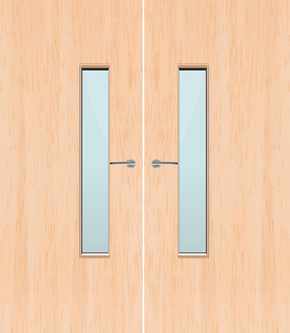 Maple Veneer 18G Glazed Pair FD30 Internal Fire Door