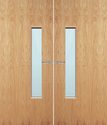 Load image into Gallery viewer, Oak Veneer 18G Glazed Pair FD30 Internal Fire Door
