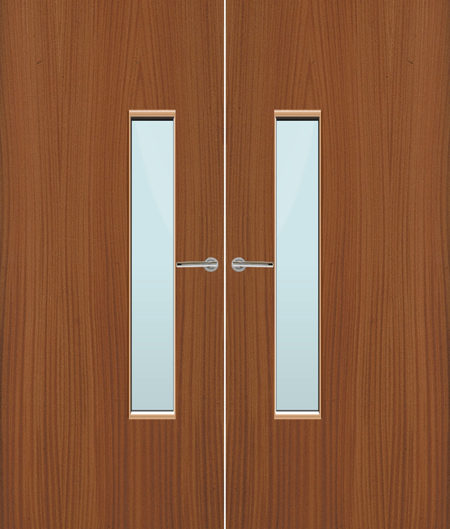 Sapele Veneer 18G Glazed Pair FD30 Internal Fire Door