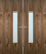 Load image into Gallery viewer, Walnut Veneer 18G Glazed Pair FD30 Internal Fire Door
