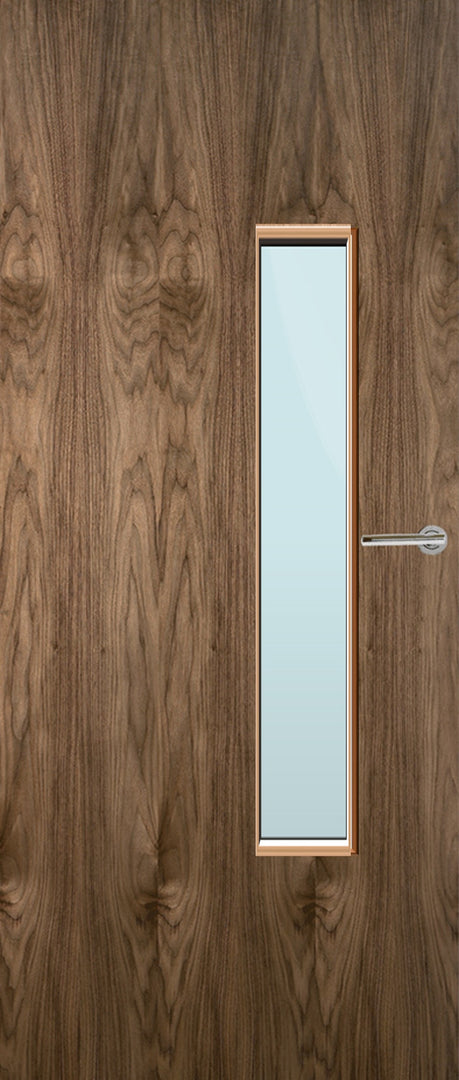 Walnut Veneer 18G Glazed FD30 Internal Fire Door