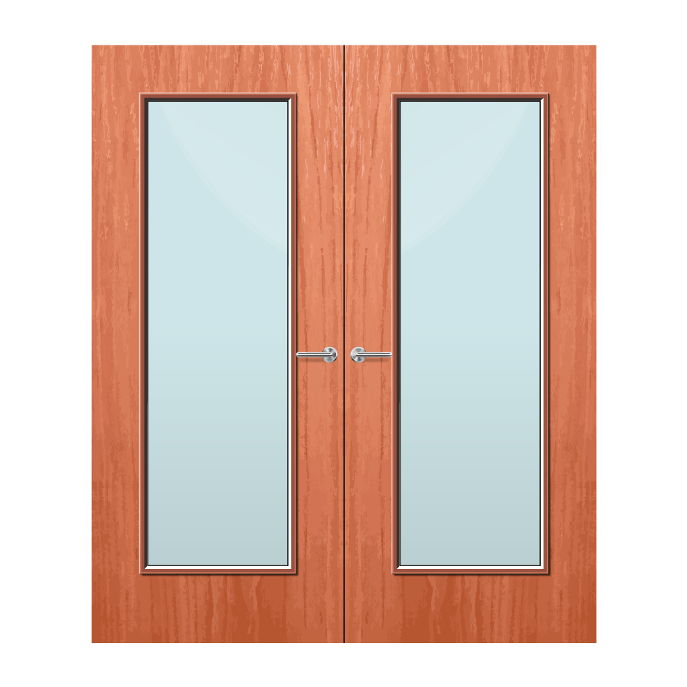 Cherry Veneer 19G Glazed Pair FD60 Internal Fire Door