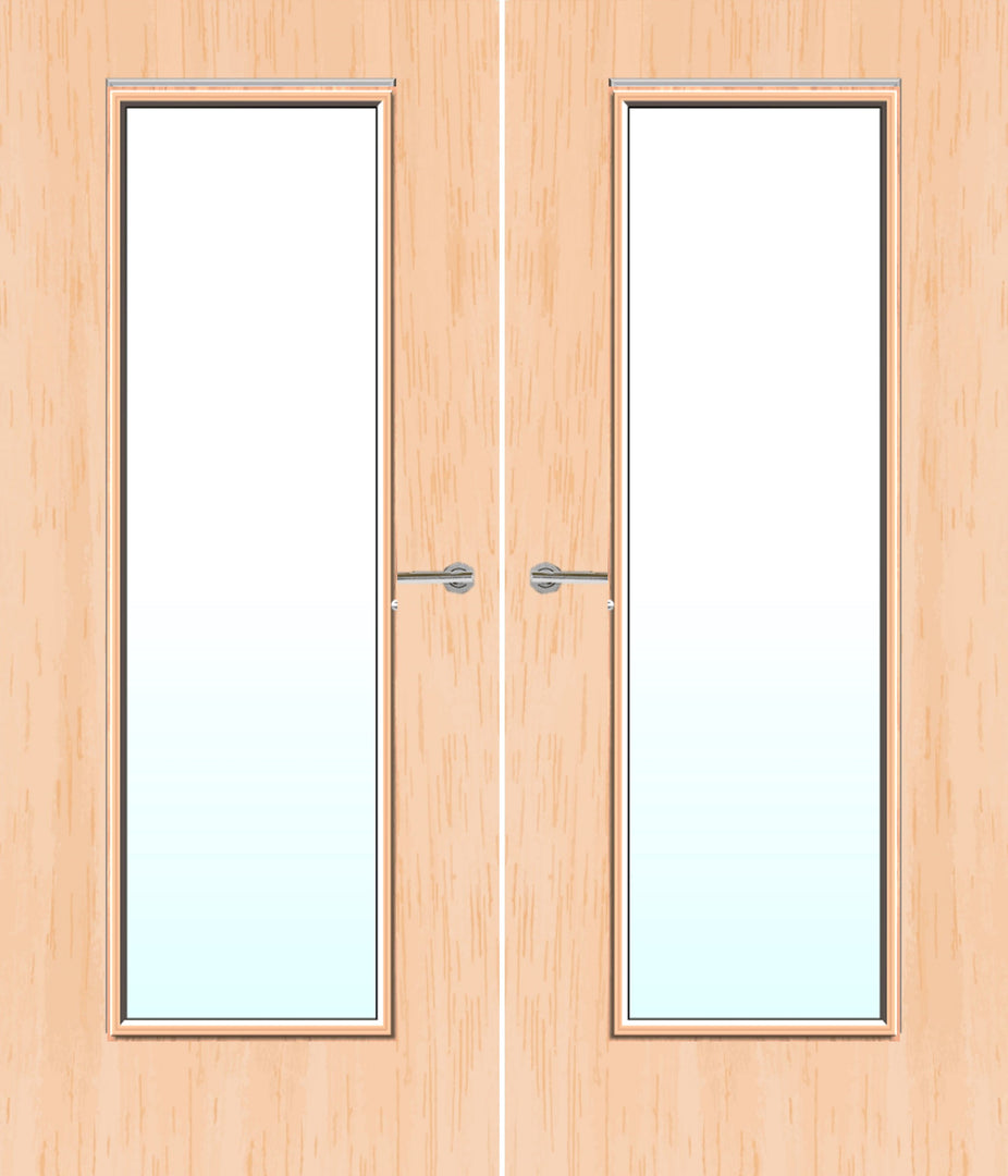 Maple Veneer 19G Glazed Pair FD30 Internal Fire Door