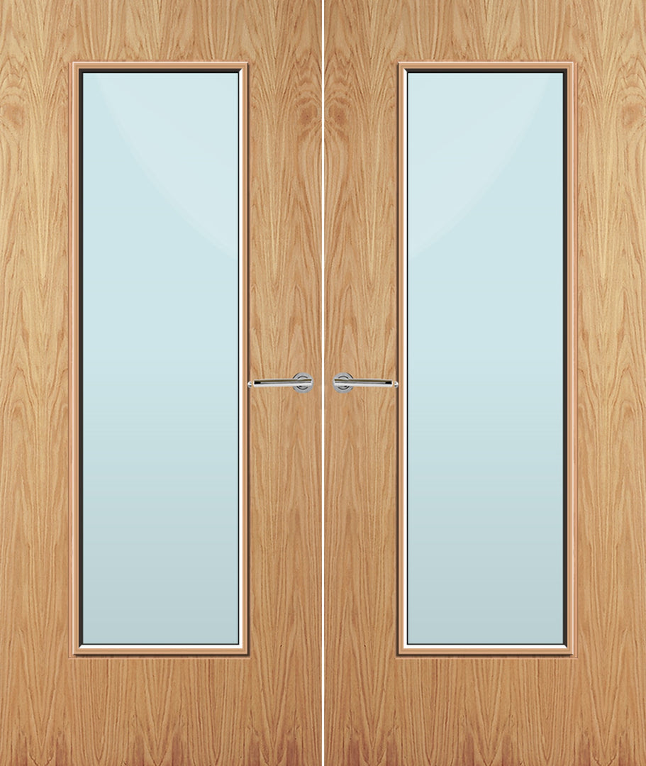 Oak Veneer 19G Glazed Pair FD30 Internal Fire Door