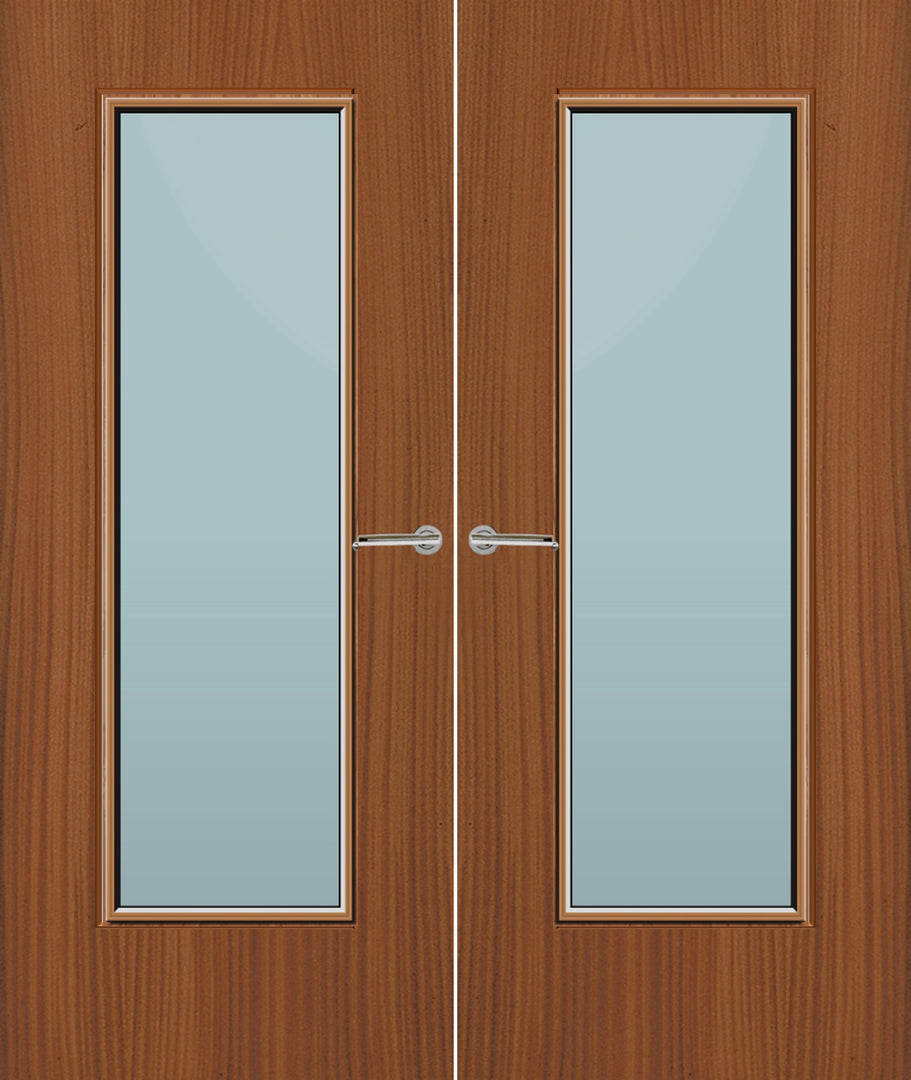 Sapele Veneer 19G Glazed Pair FD30 Internal Fire Door