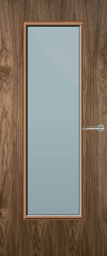 Walnut Veneer 19G Glazed FD30 Internal Fire Door