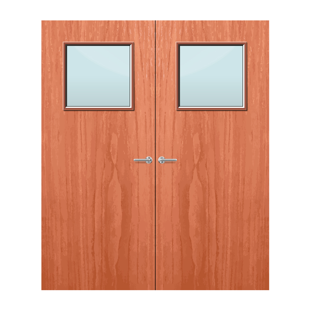 Cherry Veneer 1G Glazed Pair FD60 Internal Fire Door