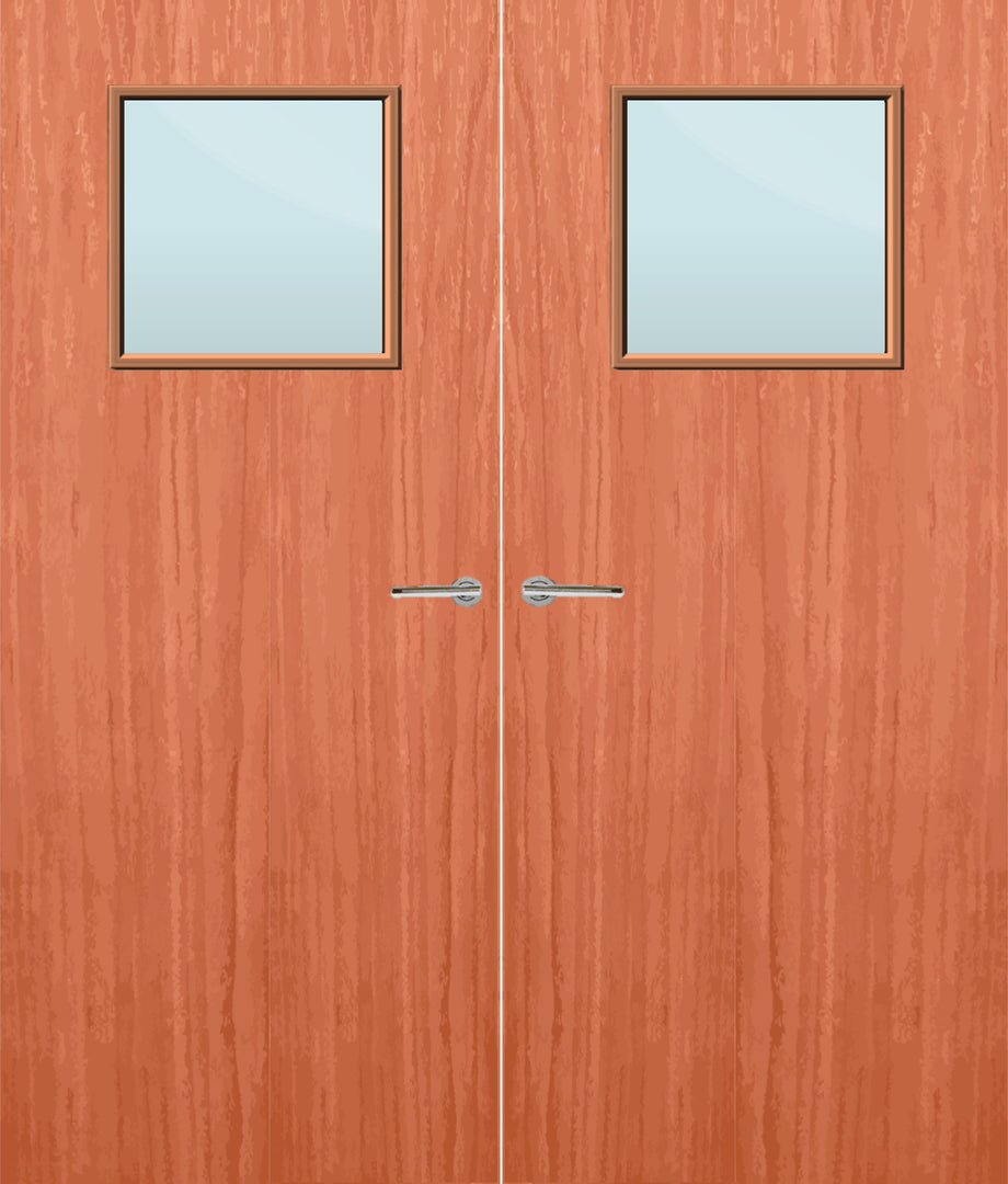 Cherry Veneer 1G Glazed Pair FD30 Internal Fire Door