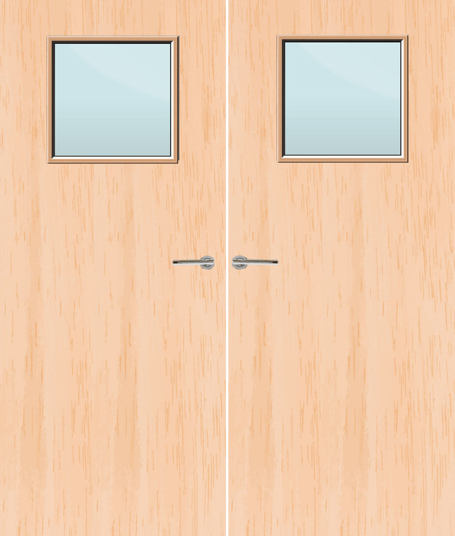 Maple Veneer 1G Glazed Pair FD30 Internal Fire Door