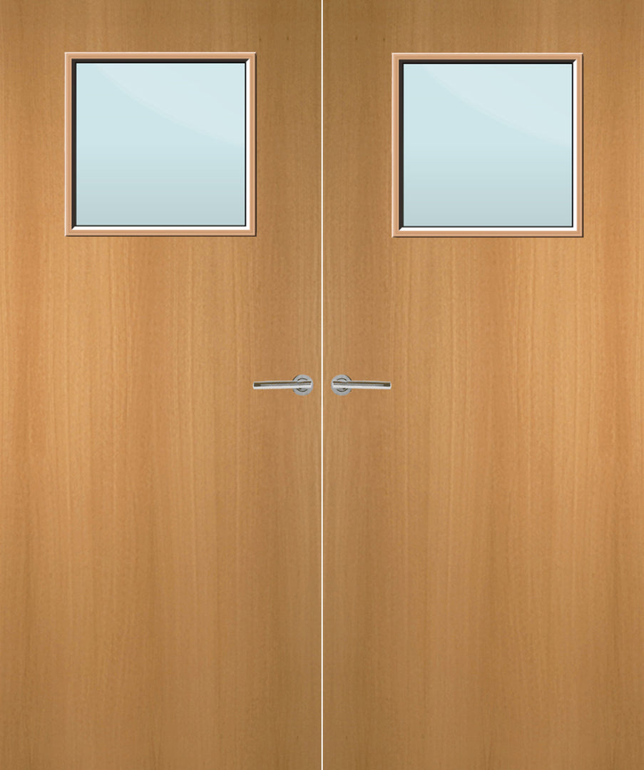 Beech Veneer 1G Glazed Pair FD30 Internal Fire Door