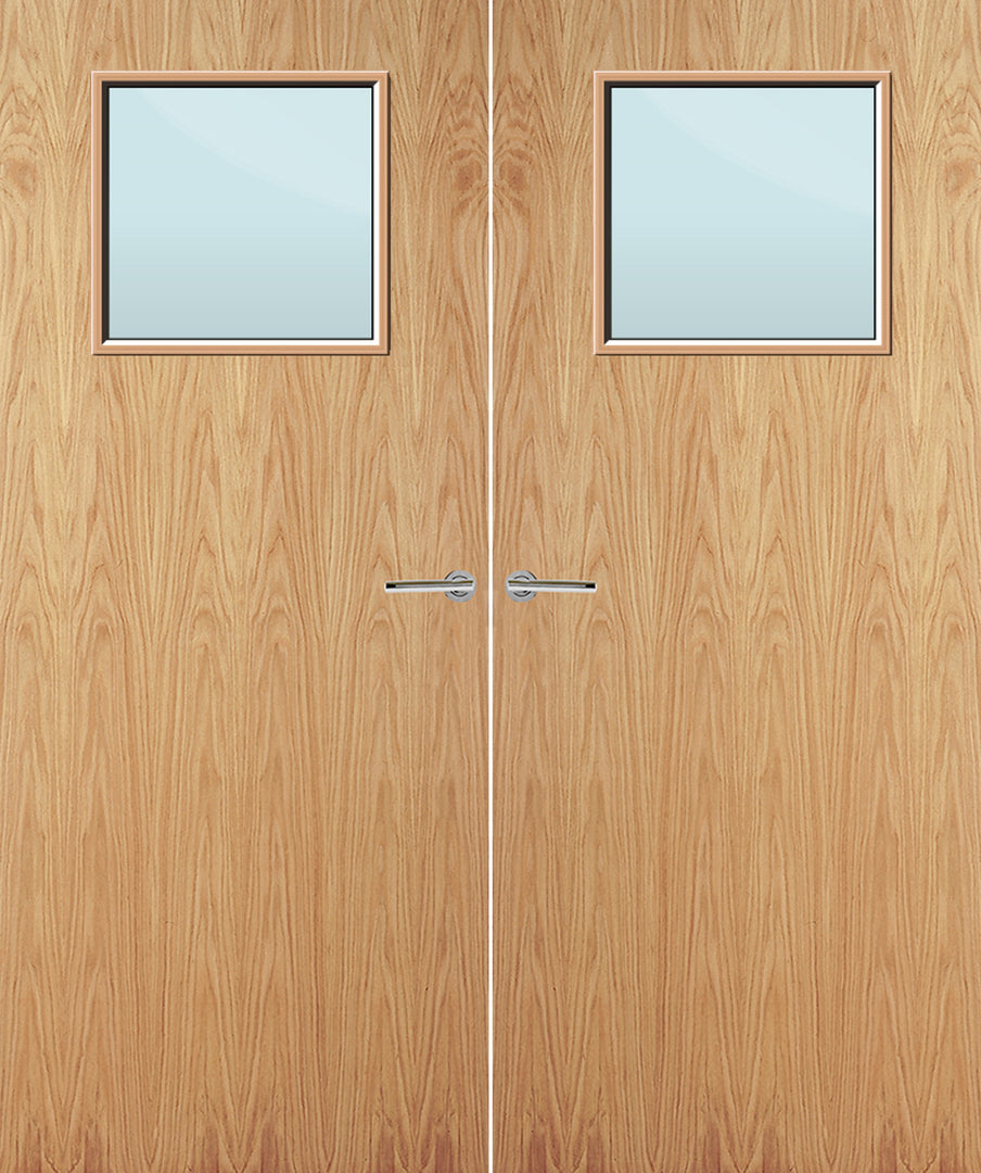 Oak Veneer 1G Glazed Pair FD30 Internal Fire Door