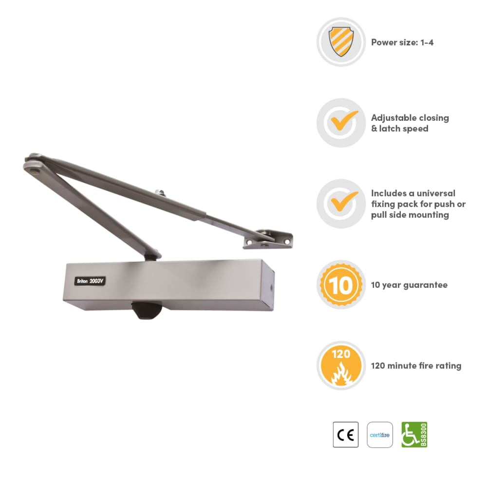 2003V Fire Door Closer Silver