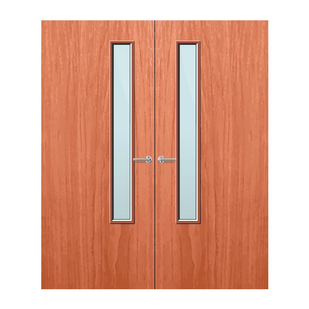 Cherry Veneer 20G Glazed Pair FD60 Internal Fire Door