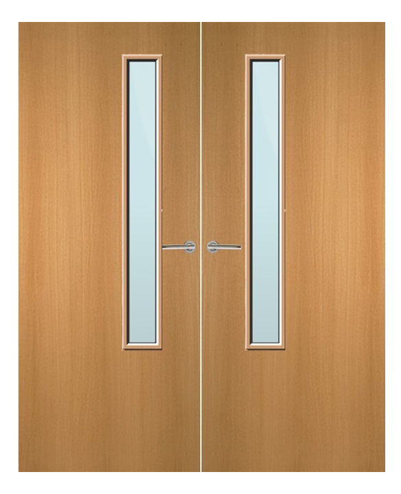 Beech Veneer 20G Glazed Pair FD60 Internal Fire Door
