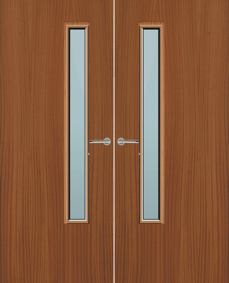 Sapele Veneer 20G Glazed Pair FD30 Internal Fire Door