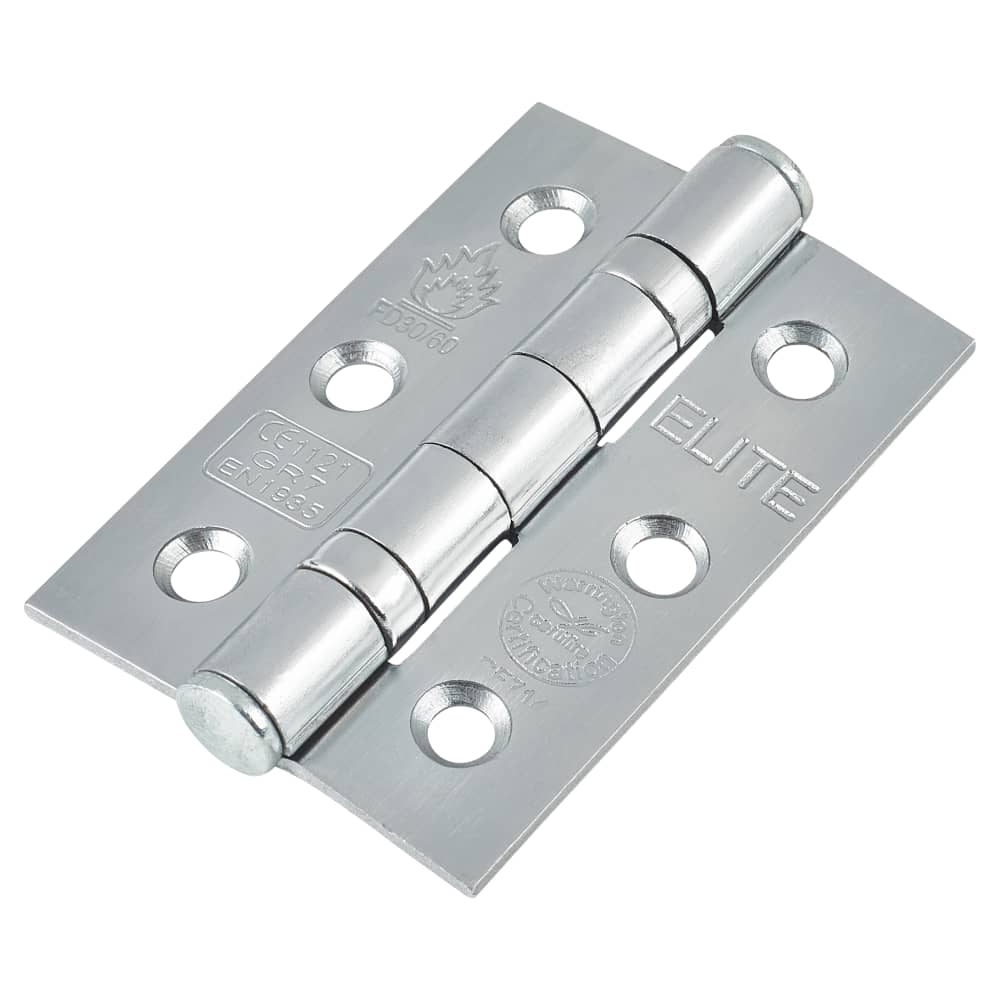 Twin Ball Bearing Fire Door Hinge Satin Chrome Pair