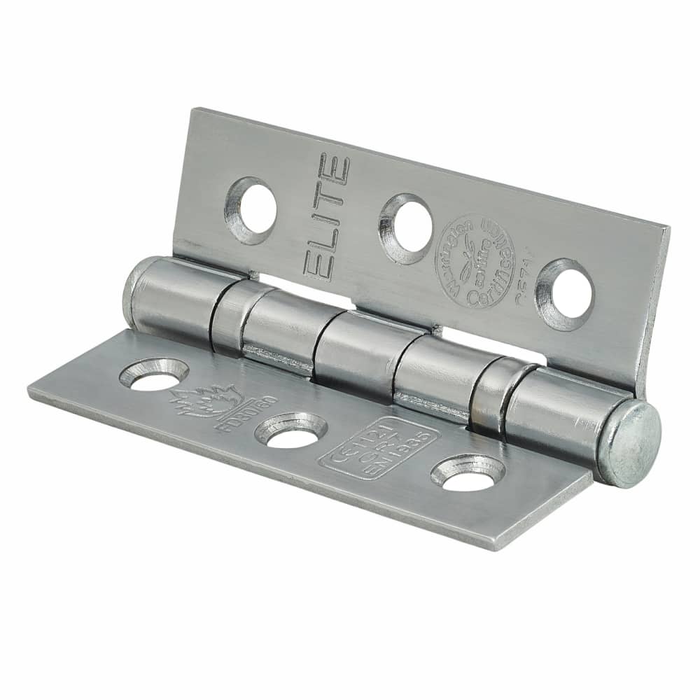 Twin Ball Bearing Fire Door Hinge Satin Chrome Pair