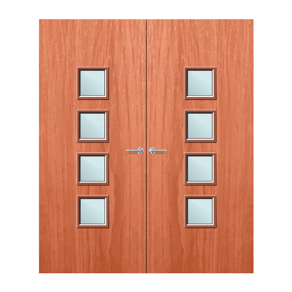 Cherry Veneer 22G Glazed Pair FD60 Internal Fire Door