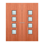 Load image into Gallery viewer, Cherry Veneer 22G Glazed Pair FD60 Internal Fire Door
