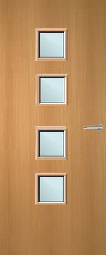 Load image into Gallery viewer, Beech Veneer 22G Glazed FD30 Internal Fire Door
