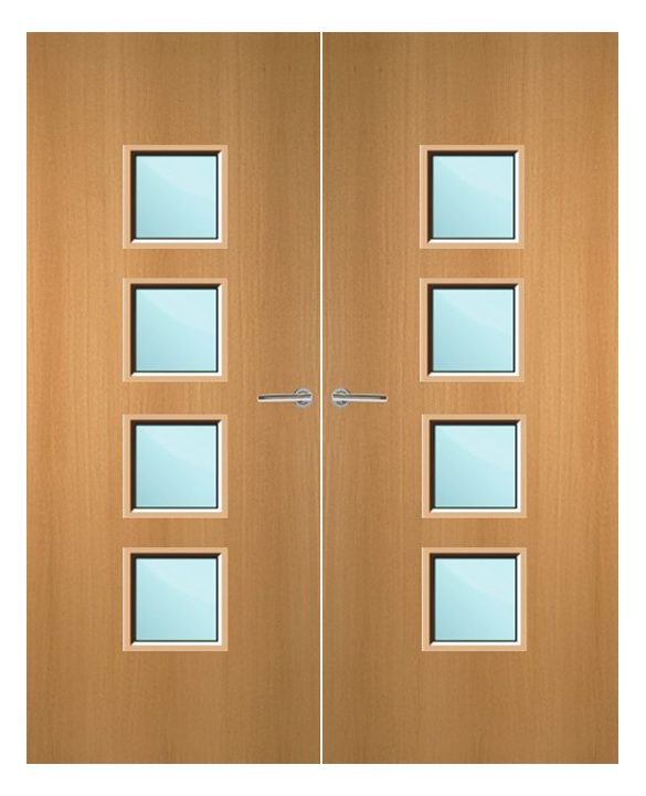 Beech Veneer 22G Glazed Pair FD60 Internal Fire Door