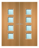 Load image into Gallery viewer, Beech Veneer 22G Glazed Pair FD60 Internal Fire Door
