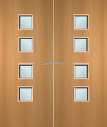 Load image into Gallery viewer, Beech Veneer 22G Glazed Pair FD30 Internal Fire Door
