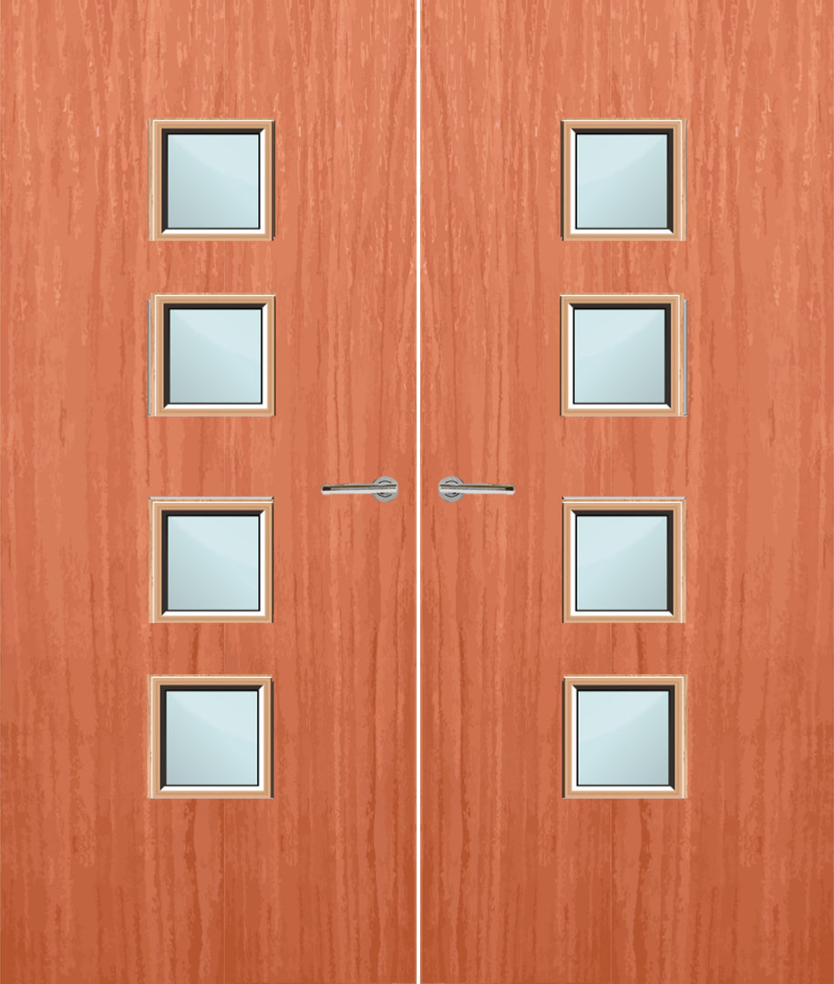 Cherry Veneer 22G Glazed Pair FD30 Internal Fire Door