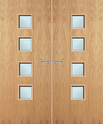 Load image into Gallery viewer, Oak Veneer 22G Glazed Pair FD30 Internal Fire Door
