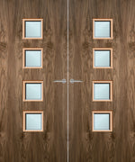 Load image into Gallery viewer, Walnut Veneer 22G Glazed Pair FD30 Internal Fire Door
