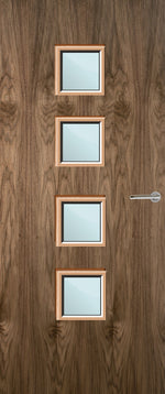 Load image into Gallery viewer, Walnut Veneer 22G Glazed FD30 Fire Internal Door
