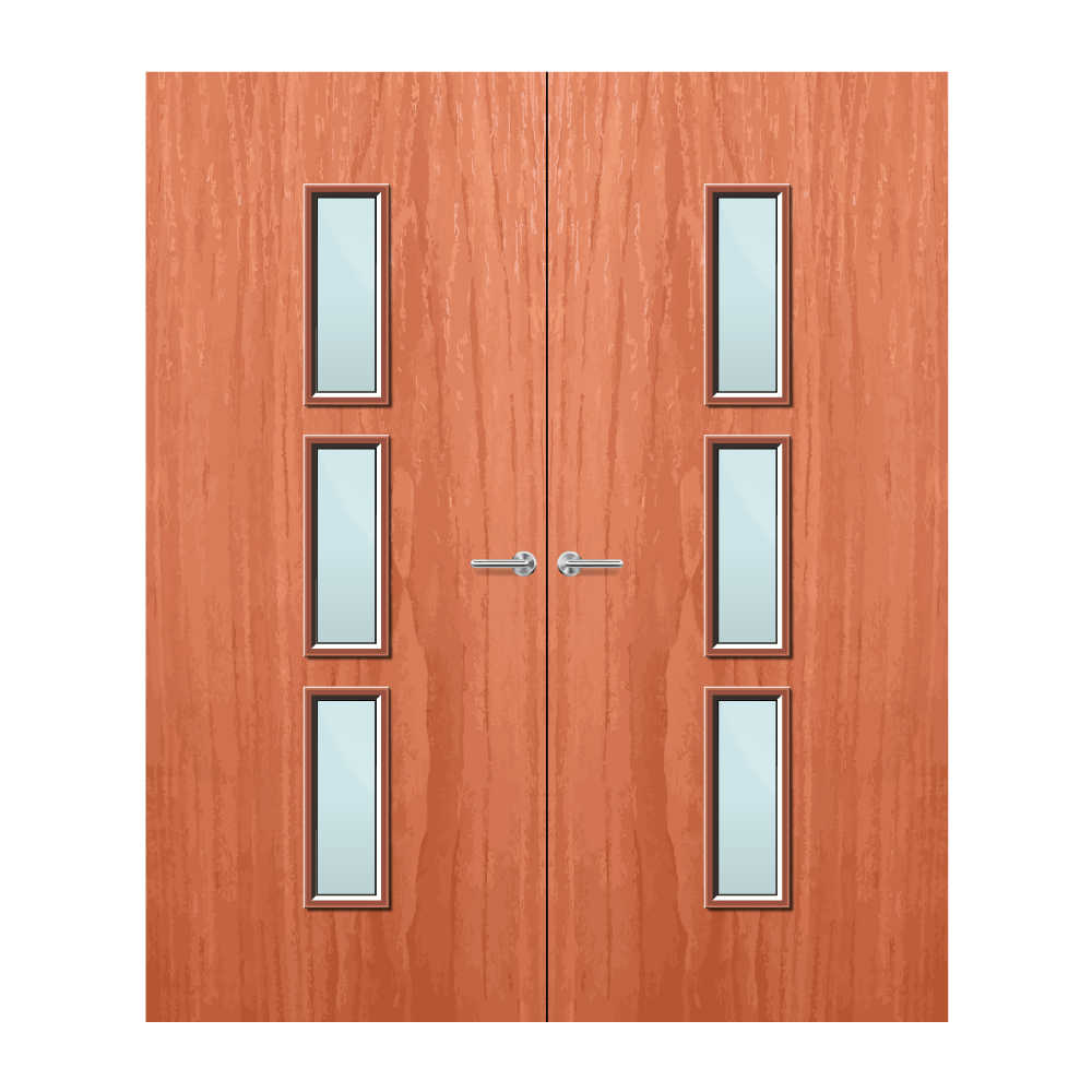 Cherry Veneer 23G Glazed Pair FD60 Internal Fire Door
