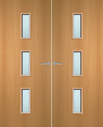 Load image into Gallery viewer, Beech Veneer 23G Glazed Pair FD30 Internal Fire Door
