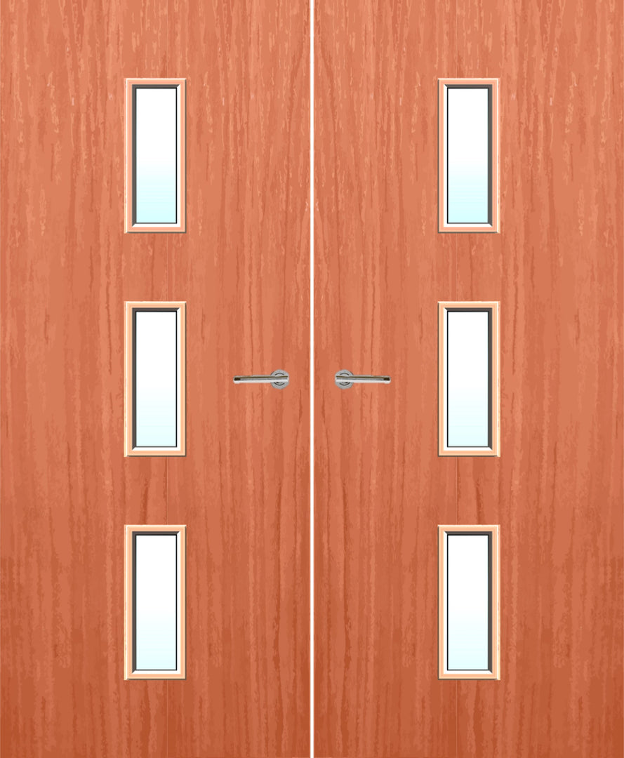 Cherry Veneer 23G Glazed Pair FD30 Internal Fire Door