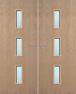 Load image into Gallery viewer, Oak Veneer 23G Glazed Pair FD30 Internal Fire Door
