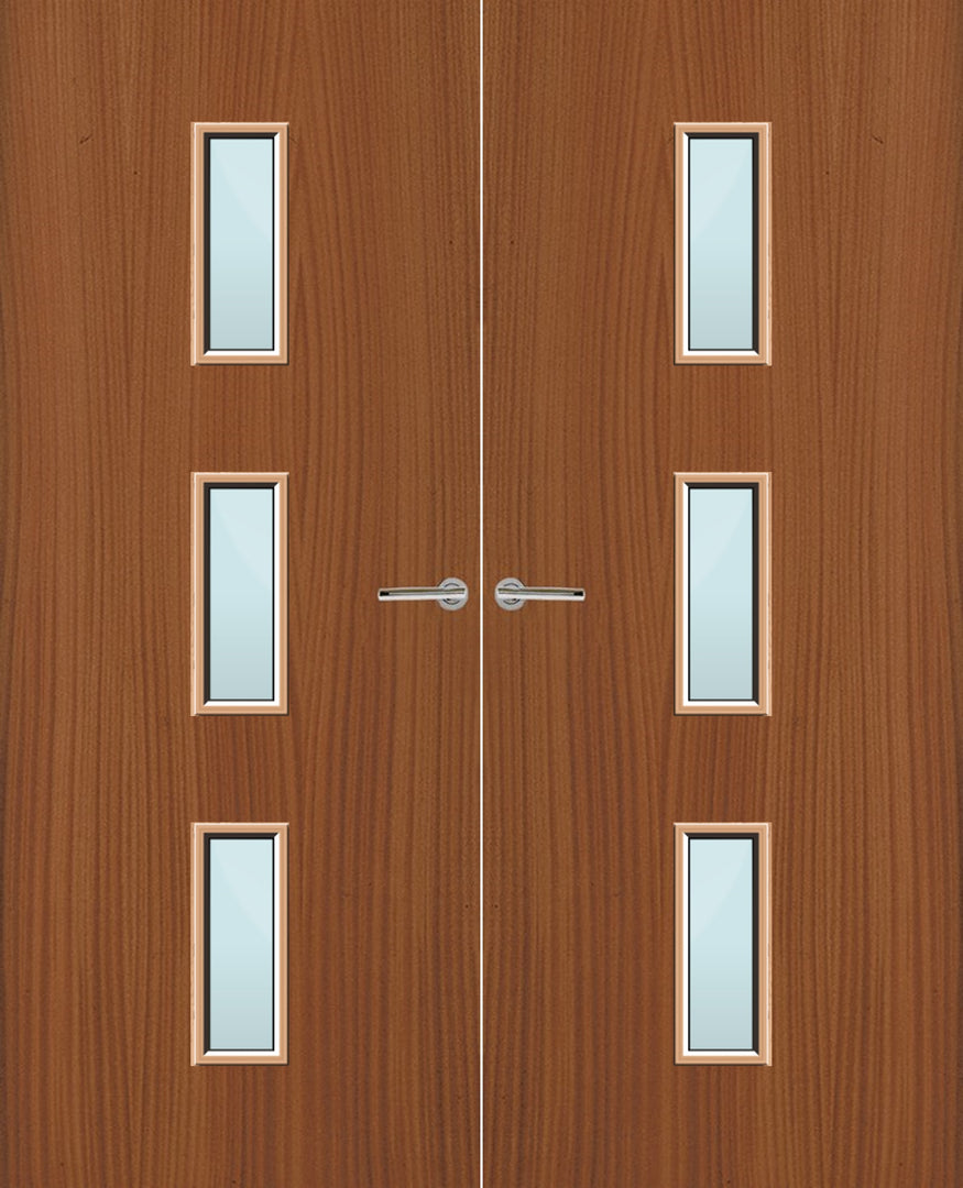 Sapele Veneer 23G Glazed Pair FD30 Internal Fire Door