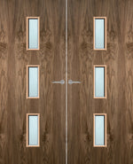 Load image into Gallery viewer, Walnut Veneer 23G Glazed Pair FD30 Internal Fire Door
