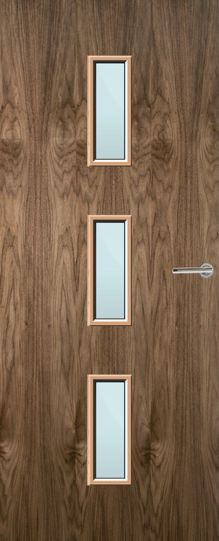 Walnut Veneer 23G Glazed FD30 Internal Fire Door