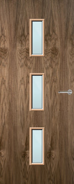 Load image into Gallery viewer, Walnut Veneer 23G Glazed FD30 Internal Fire Door
