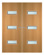 Load image into Gallery viewer, Beech Veneer 24G Glazed Pair FD60 Internal Fire Door
