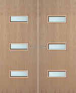 Load image into Gallery viewer, Oak Veneer 24G Glazed Pair FD30 Internal Fire Door
