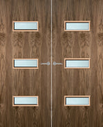 Load image into Gallery viewer, Walnut Veneer 24G Glazed Pair FD30 Internal Fire Door
