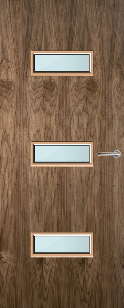 Walnut Veneer 24G Glazed FD30 Internal Fire Door