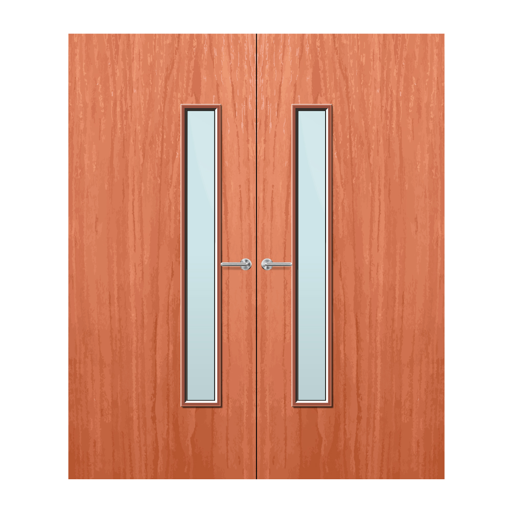 Cherry Veneer 25G Glazed Pair FD60 Internal Fire Door