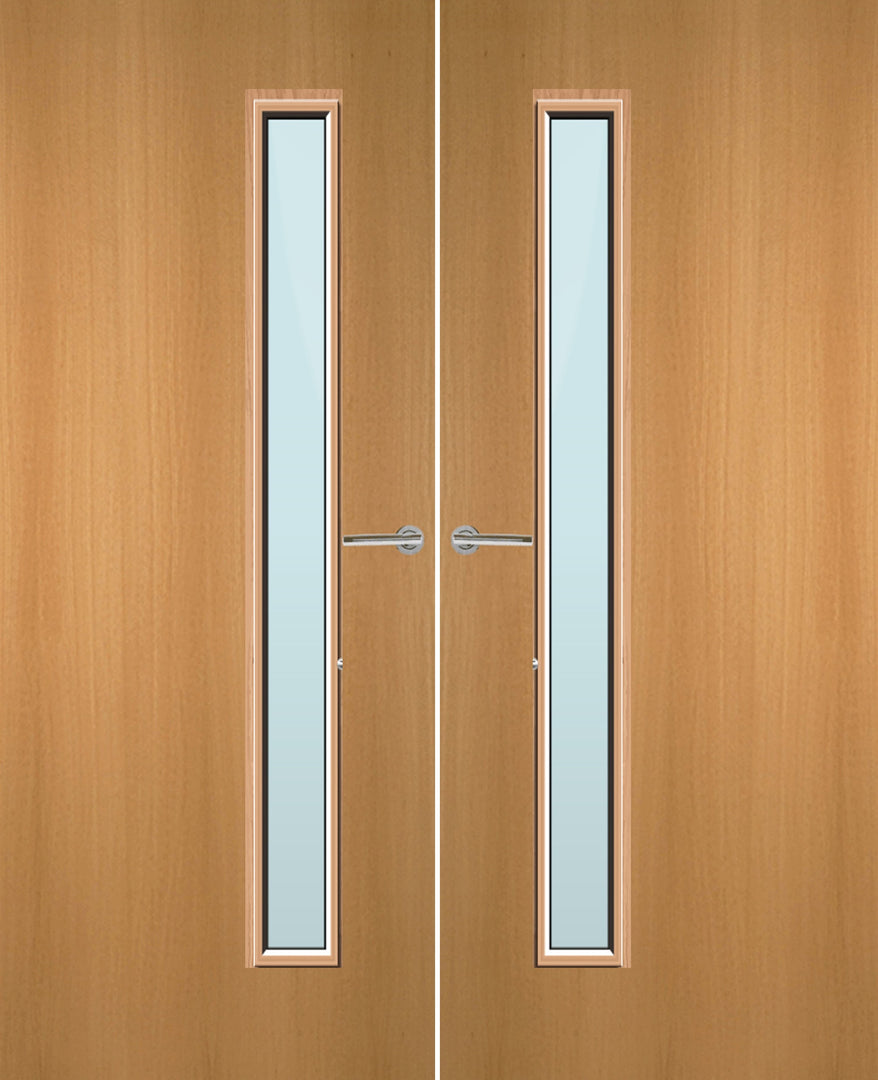 Beech Veneer 25G Glazed Pair FD30 Internal Fire Door