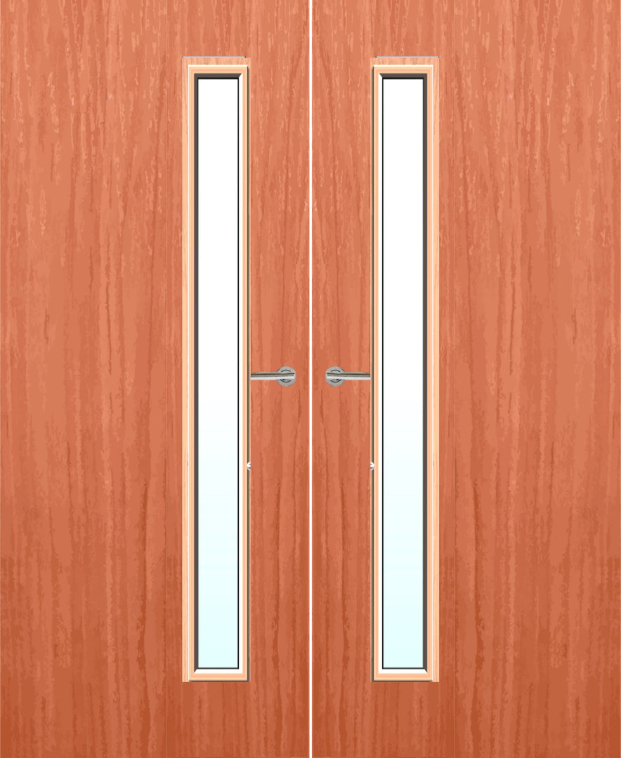 Cherry Veneer 25G Glazed Pair FD30 Internal Fire Door