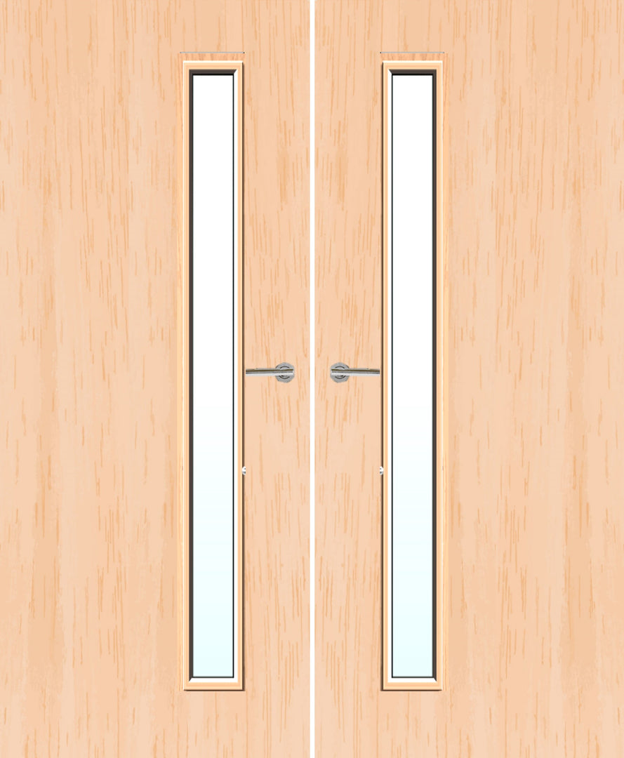 Maple Veneer 25G Glazed Pair FD30 Internal Fire Door