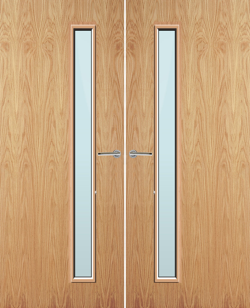 Oak Veneer 25G Glazed Pair FD30 Internal Fire Door